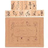 Generisch Handgefertigte Holzstempel Satz mit Cartoon Motiven Langlebige Bastelstempel für Scrapbooking Tagebuch und Selbstgemacht Robustes Holz Geschenk