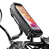 [Neue Generation] WACCET Motorrad Handyhalterung Wasserdicht Smartphone Halterung Motorrad 360°drehbar mit Regenschutz, Wasserdicht Motorrad Halterung für Smartphone bis zu 6,5' (schwarz)