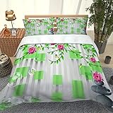 SVTUSR Kinderbettwäsche 155X220 cm, Innovative Pflanzen Mikrofaser Bettwäsche Set 3 Teilig : 1 Bettbezug + 2 Kissenbezug 80X80Cm, Superweiches Hypoallergen Winter Bettbezüge, Schlafkomfort