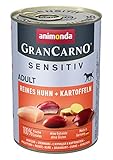 GranCarno Hunde Nassfutter Sensitiv Reines Huhn + Kartoffeln (6 x 400g), Hundefutter nass ohne Getreide und Zucker von animonda, für ausgewachsene Hunde, mit frischen fleischlichen Zutaten