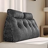 Z-hom Bücherkissen, Keilkissen, Lesekissen Für Bett Und Sofa, Cozy Rückenkissen, Praktisches Seitenfach, Removable Cover, Mit Rundem Kopfkissen (Grau, 150 cm)
