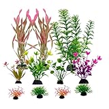 Aquarium Deko Aquarium Zubehör Aquariums Pflanzen Künstlich Wasserpflanzen Aquariums Miniteich Plastikpflanzen Fisch Tank Schildkröte Aquarien Dekorationen Lila Grün Orange Rosa Gelb 11 Stück