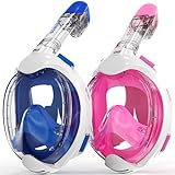 G2RISE® Schnorchelmaske Kinder Tauchermaske Vollmaske, Faltbare Schnorchel Maske mit Kameraposition (Weiß Blau und Weiß Rosa)