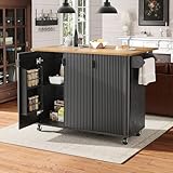 Ausziehbarer Speisewagen 130x45(75) x92cm Kücheninsel mit Handtuchhalter Gewürzregal Trennwände Verstellbar Sideboard mit 3 Türen Buffetschrank Anrichte Kabinett Schwarz