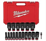 Milwaukee SHOCKWAVE Steckschlüsselsatz, 1,27 cm tief, SAE 6-Kant-Steckschlüssel-Set, 18-teilig