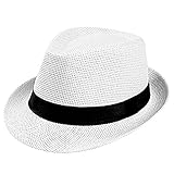 Yeehliny Unisex Strohhut Panama Hut Sonnenhut Stroh Strandhut Sommerhut Partyhut Sommer Beach Hut Strohhut Jazz Hut Travellerhut Outdoorhut Damen/Herren (Weiß)