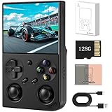 RG35XX Pro Retro Handheld Spielkonsole, 3,5 'IPS Bildschirm Tragbare Video Spiel Konsole, gebaut in 64g Karte & 4435 Spiele, Linux System Unterstützung WiFi Bluetooth (schwarz,128G)