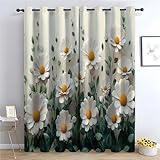 TZKRWRH Gardinen Vorhang kurz Gardine Blumen Floraler Minimalismus Vorhänge Muster mit Ösen in Schlaufenschal für Wohnzimmer Schlafzimmer Kinderzimmer-H160 x B100 cm (2er Pack)