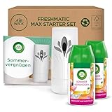 Air Wick Freshmatic Max – Starter Set mit Gerät und 2 Nachfüllern – Lufterfrischer automatisch – Duft: Sommervergnügen – 2 x 250 ml Nachfüller + Gerät in Weiß