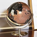 YHNNH， 20 cm/7,8 Zoll heller, luxuriöser rotierender Globus in Schwarzgold mit Metallständer, 360° drehbar und helle Farbe for Ihren Schreibtisch/Büro
