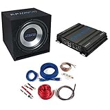 Crunch CBP500 - Basspaket mit einem 30cm Subwoofer + 2-Kanal Verstärker fürs Auto - 300mm Bassbox mit 500Watt Endstufe und Strom Anschlusskit 10mm² Stromkabel