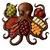 Holzteller: Speiseteller aus Holz, Schneidebrett in Octopusform für Fleischkäse, ideal für Picknickessen im Freien, abgerundete Kanten garantieren Meeresfrüchte