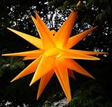 GURU SHOP 3D Außenstern Kaspar, Weihnachtsstern, Faltstern mit 18 Spitzen Incl. 7 m Kabel & LED Leuchtmittel - Ø 35 cm Trafo Gelb