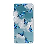 KARTXITAI Hülle Kompatibel mit Huawei P10 lite, Stoßfeste Schutzhülle mit Weiche Silikon Bumper Case Handyhülle Anti-Kratzt Transparent Rückseite - Blauer Schmetterling