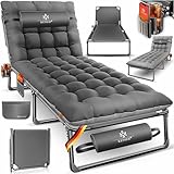 KESSER® Campingbett klappbar mit Tragetasche, Nackenkissen, Vakuumtasche & Getränkehalter, 190 x 68 x 30 cm bis 250 kg belastbar, aus Oxford-Gewebe und stabilem Stahlgerüst, ideal für Garten Camping