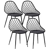 buybyroom Esszimmerstuhl 4er Set Esszimmer Stühle mit Rückenlehne Metallbeinen Wohnzimmerstuhl Schalenstuhl, Schwarz