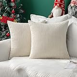 MIULEE 2er Set Weihnachten Kissenbezüge Kord Kissenhülle Dekorative Kissenbezug Sofakissen Couchkissen Dekokissen Zierkissenbezug Deko Kissenhülle mit Verstecktem Reißverschluss 40x40 cm Beige