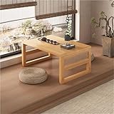 Klappbarer niedriger Holztisch, Acryl-Dekor, japanische Bodentische, Kleiner rechteckiger Kaffeetisch, Balkon, Mehrzweck, Braun, 39,3 x 18,9 x 15,7 Zoll (Natur, 26,3 x 15,7 x 11,8 Zoll)