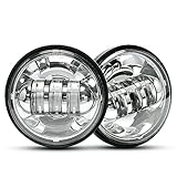 LX-LIGHT LED-Nebelscheinwerfer, 2 Stück, Chrom, 11,4 cm (4,5 Zoll), Nebelscheinwerfer für Motorräder, Hilfslicht, Motorrad-Projektor, Fahrlampe, 2 Stück