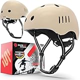 SKATEWIZ Fahrradhelm Kinder Fahrradhelm Herren in Beige Größe M | Fahrradhelm Damen Skaterhelm Dirt Bike Helm Kinder für Jungen und Mädchen