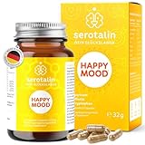 serotalin HAPPY MOOD KAPSELN - Johanniskraut, Griffonia & L-Tryptophan | Stimmungsaufheller Tabletten mit Vitamin D, B1,B2, Niacin, Mangan - OHNE Koffein | 100% vegan, 60 Kapseln für 2 Monate