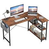 CubiCubi L-förmiger Schreibtisch 120x70 cm Gaming Tisch mit Regalen, Umkehrbarer PC Ecktisch Computertisch, Eckschreibtisch für Gaming, Studium und Arbeit，Braun