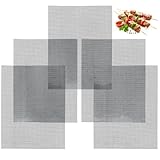 5 Stück Grillmatten, Antihaft Grillnetz, Hitzebeständig Grillgitter für Heißluftfritteuse, Wiederverwendbar Grillmatten für Holzkohle, Grillmatte für Gasgrill Elektrogrill Grillen Backen(40 x 30 cm)