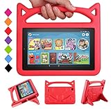 DJ&RPPQ Tablet 7 2019 Hülle, leicht, stoßfest, wandelbarer Griff für Kinder mit 17,8 cm (7 Zoll) Display Tablet (kompatibel mit der 5. Generation 2015/7. Generation 2017/9. Generation 2019) rot
