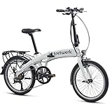 TRETWERK 20 Zoll E-Bike Klapprad - Akimbo - Faltrad Pedelec mit 8 Gang Kettenschaltung - klappbares Elektrofahrrad mit Heckmotor 50Nm - - weiß