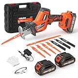 Säbelsäge Akku, Akku Universalsäge mit 4000 mAh Akku, 0–3300 SPM, 8 Sägeblätter, werkzeugloser Sägeblattwechsel, Säbelsäge für Holz- und Metallschneiden