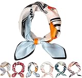 LaresDay Schal – Vielseitiges Modeaccessoire aus imitierter Seide [53 x 53cm] Quadratische Schals mit Vintage-Impressionismus-Muster für Büro, Alltag, Wochenende & Urlaubsreisen (Blau 3004)