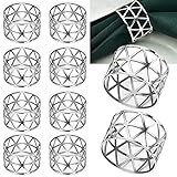 Serviettenringe Silber 10 Stück Hollow Out Metall Serviettenringe Universal Serviettenringe Tischdekoration Serviettenhalter Serviettenring,für Hochzeitsfeier Abendessen Jubiläum Urlaubs Party