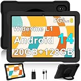Tablet Android 14 Tablet 10 Zoll mit 5G WiFi 6 Octa-Core, Kinder Tablet 20GB RAM+128GB ROM (TF 1TB), Tablet Widevine L1, Tablet für Kinder Parental Controls,6000mAh, Bluetooth 5.0, Tablet Kinder Black