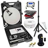 PremiumX Mobile Camping SAT Anlage Satellitenschüssel TV Receiver Satelliten-Finder Single LNB 10m Kabel Koffer Camp Stativ