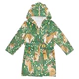 YOUJUNER Kinder-Bademantel mit Kapuze, niedlicher Hase, Hase, Mädchen, Jungen, Morgenmantel, weicher Plüsch, Nachtwäsche, saugfähig, Schlafanzug, mehrfarbig, 7-9 Years