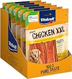Vitakraft Hühnchenfilet XXL, Hundeleckerli, mit magerem Hühnchenfleisch, im wiederverschließbaren XXL Beutel, ohne Zusatz von Zucker (6x 250g)