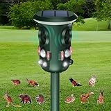 Katzenschreck Ultraschall Solar Tiervertreiber, Marderschreck mit Sensor-Blitzleuchte Katzenabwehr Marderabwehr Garten Wasserdicht 4 Modus Waschbär Abwehr für Katzen Hunde Marder Mäuse Vögel