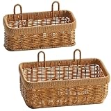 Tsffae 2pcs Wand Hängende Lagerung Korb Container Dekorative Blumen Korb Hand Gewebt Küche Lagerung Korb Für Garten Wohnzimmer