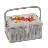 Hobby Gift Medium Näh-Aufbewahrungsbox, Holz/Stoff, Gestickte Wildblume