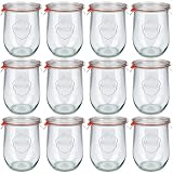 Flaschenland - 6x WECK 1000ml Tulpenglas, Einmachglas Komplett-Set inkl. Deckel, Klammern und Gummidichtung | Ideal als Vorratsglas, Marmeladenglas, Konservenglas oder Dessertglas | Made in Germany