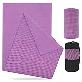 flintronic Mikrofaser Hot Yoga Handtuch, Yoga Handtuch rutschfest, 183x63cm, für Yogamatte, Decke oder Fitness-Zubehör Saugfähig Schnelltrocknend Yogatuch mit Kühlendes Handtuch (Lila)