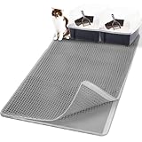 Casgee Katzenklo Matte 75x60CM, Katzenstreu Matte Doppelte Schichte, Katzenmatte Katzenklo mit Klettverschluss, wasserdichte Non-Slip Matte Katzentoilette, Schwarz