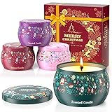 Duftkerzen-Geschenkset, 4,4 Unzen 4er-Pack Weihnachts-Aromatherapie-Kerzen, Geschenkset für Frauen, Geschenkset für Weihnachten, Valentinstag, Jubiläum, Muttertag
