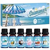 SoulOrigin Sommer ätherische Öle Set, Duftöl Geschenk Set für Öl Diffuser, Duftöle für Seifenkerze Herstellung 6x10ml Meeresbrise, Ananas, Wassermelone, Kokosnuss, rosa Strand und Pina Colada