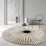 Freyamy 160cm Rund Teppich Hochflor Geometrisch Streifen Teppiche Plüsch Flauschig Weich Teppich Waschbar Modern Wohnzimmer Schlafzimmer Dekorative Küche Fußmatte Haustierteppich