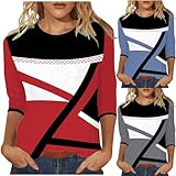 Pullover Damen Winter: Sweatshirt Damen Ohne Kapuze Pullover Pulli Langarm Sportshirt Lange Winterpullover Geometrischer Druck Sweatshirts Bunte Pullover Herbst Pullis Wollpullover