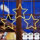 Weihnachtsbeleuchtung Fenster, 3Stück 120 LED Stern Fenster Beleuchtet Fensterdeko Weihnachten Beleuchtet mit Timer Fernbedienung 8 Modi Sterne Deko Weihnachten für Fenster Deko Hängen Weihnachtsdeko