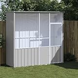 Emmtore Voliere Vogelvoliere Außen Aufzuchtkäfig All-in-One-Vogelkäfig Außenvoliere Käfig Vogelhaus Voliere Verzinkter Stahl,Grau,215 x 78 x 200 cm