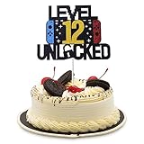 Prasacco Tortendeko Geburtstag, Spiel Themen-Kuchenaufsatz Kuchendekoration Happy Birthday Cupcake Topper mit Essen Papier Stick Geburtstag Kuchenzubehör für 12 Jahre alter Junge und Mädchen (1 Stück)