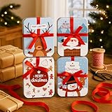 KAMACA 4er Set Geschenkschachtel aus Metall für Geldgeschenke, Gutscheine & kleine Präsente originelle Geschenkverpackung Weihnachtszeit Geld Gutschein Weihnachten (4er Set Metall Geschenkdose)